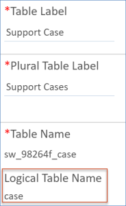 Logical Table Name in Setup (Table) General tab