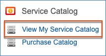 Shows how to access the Service Catalog from the EUI 